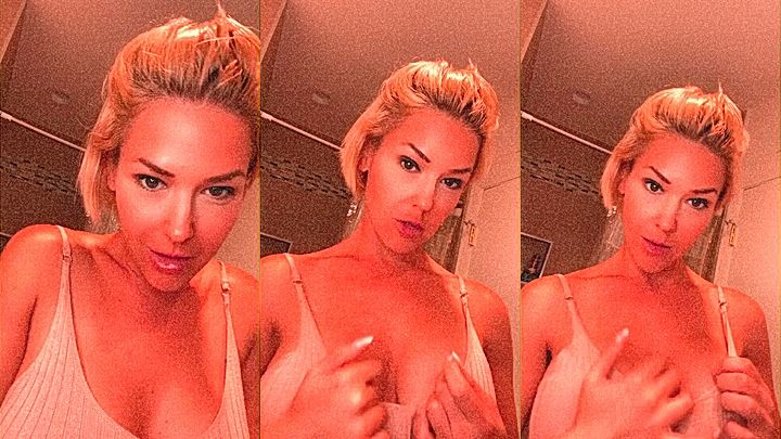 sexy blonde Kit Mercer teasing her nipples onlyfans leak