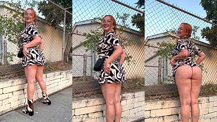 Emma Magnolia shows off her ass in public