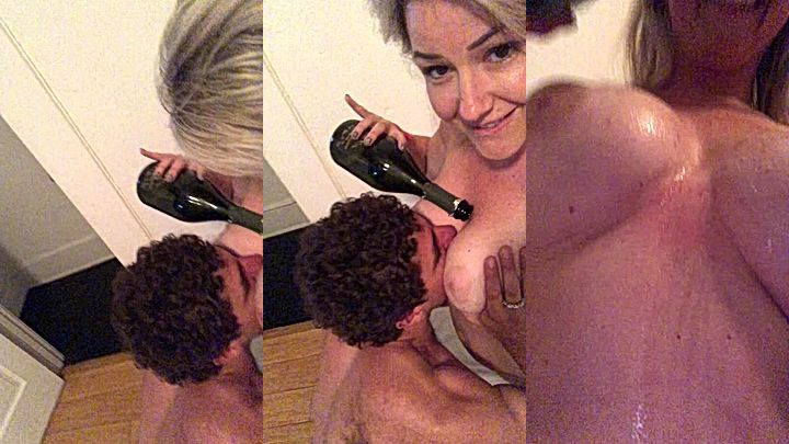 stepson drinks wine in-between stepmom’s big tits Kit Mercer leak
