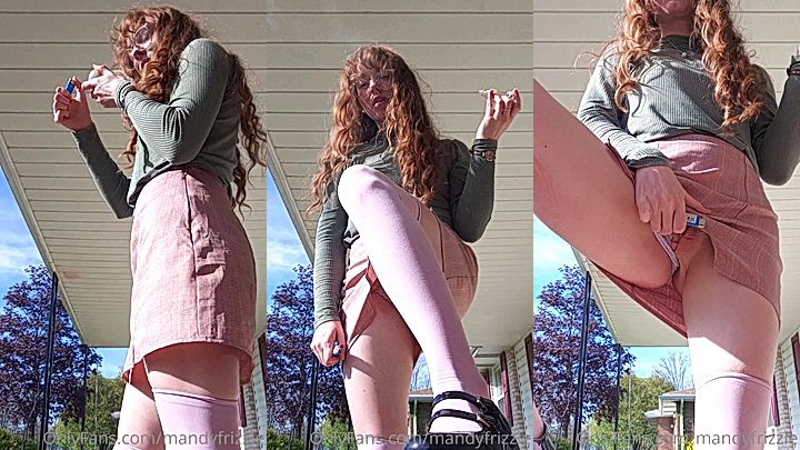 MandyFrizzle smokes pot abnd teases her pussy leak