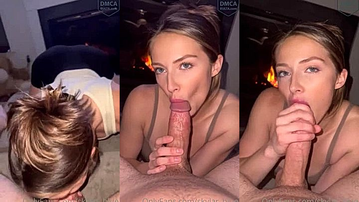 Skylar blue is sucking a huge cock like a pro she is