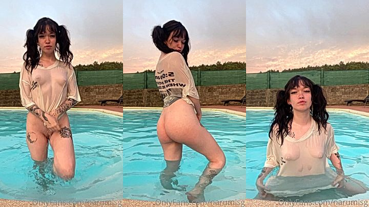 Mia Yokai couldnt help but show off her amazing tits in the pool