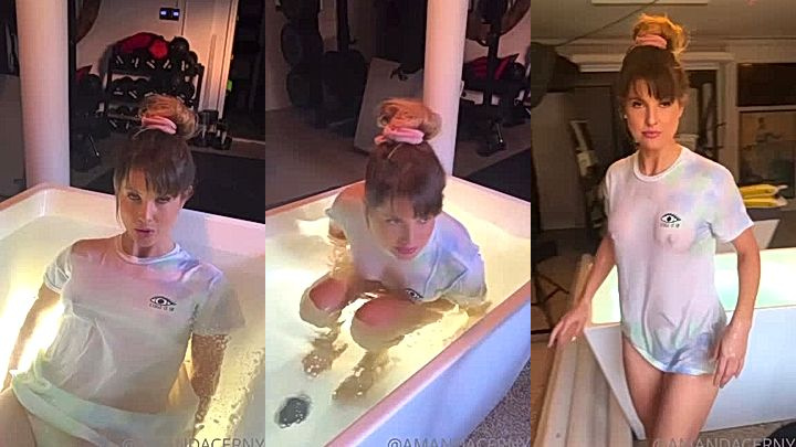Amanda Cerny shows off her great titties beneath her transparent dress