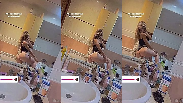 nattyprincessx shows off her ass in the kitchen