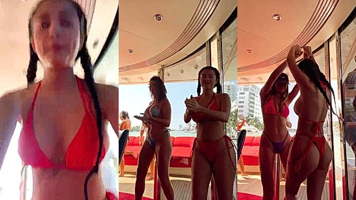 Malu Trevejo is having a great time outdoor showing her boobs