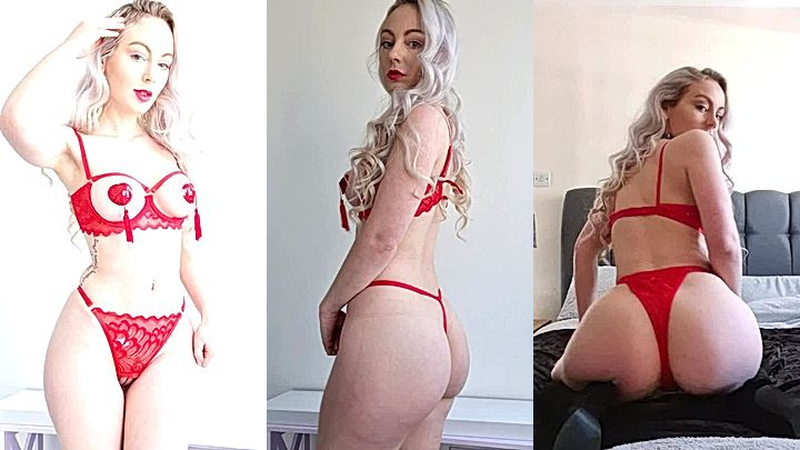onlyfans model Chloxxhill looking good in red lingerie