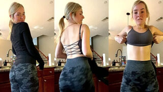 sexy american model OMGCosplay shakes her big booty in the kichen