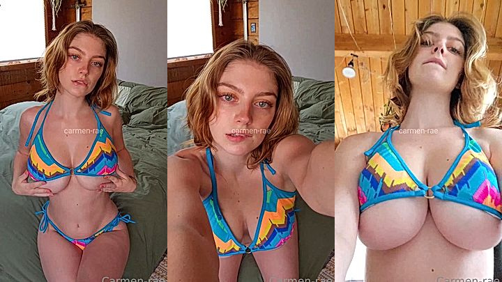 sexy bitch carmen touch her big boobs and take off her bikinis