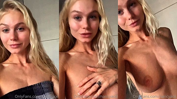 Nancy Ace teasing blonde hair takes off shirt to expose nubes nude