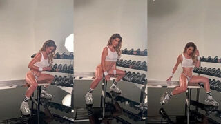 Amanda Cerny is having an amazing time in the gym working out
