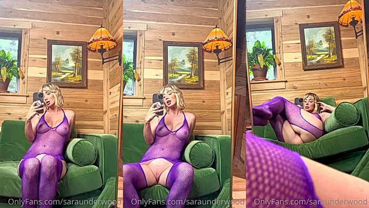 sexy  american model shows her tits in cute purple lingerie( Sara Underwood)