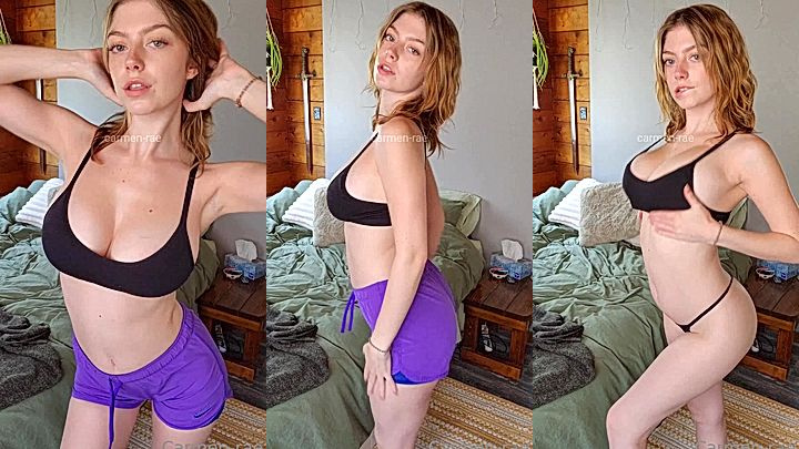 sexy OF model got horny and rubs massive titties