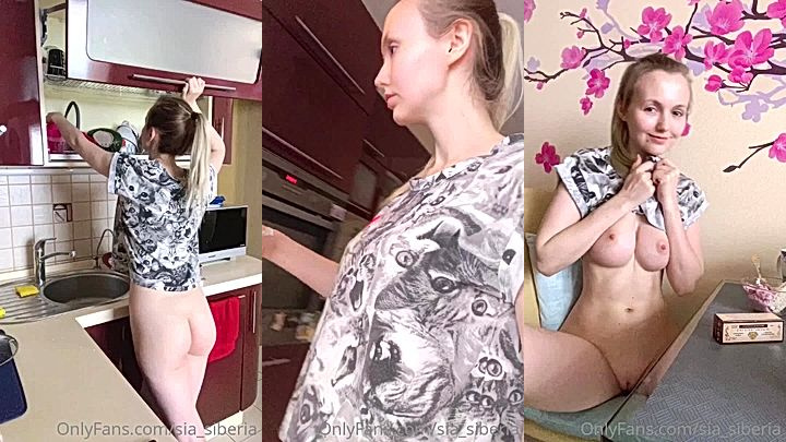 model sia siberia went to the kitchen for a quick snack and got back and fingered he wet pussy