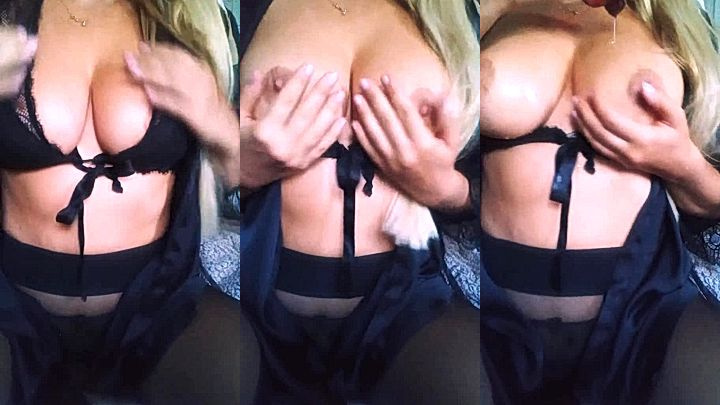 leaked video of sexy onlyfans model Neringa Kriziute fondling her huge tits
