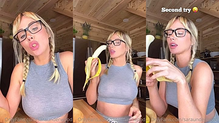 onlyfans model Sara Underwood eating a banana