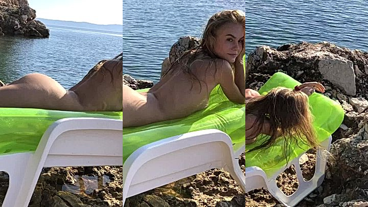 onlyfans model Nancy Ace take a tan in sun big ass