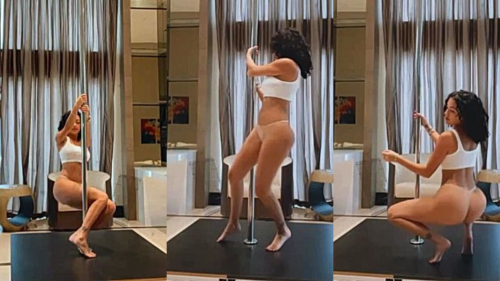 Malu Trevejo is having a great time dancing on a pole to tease her onlyfans subscribers