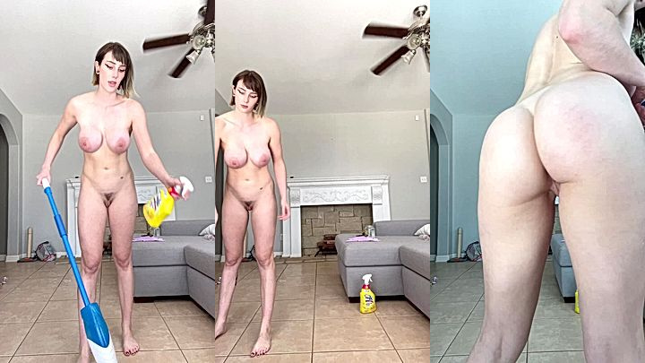naked sexy model Morgpie cleaning big tits and ass