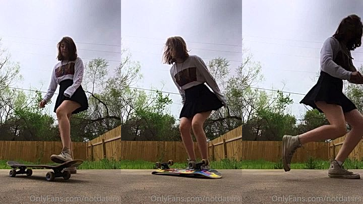 Notdatsrs shows off her skateboarding skills
