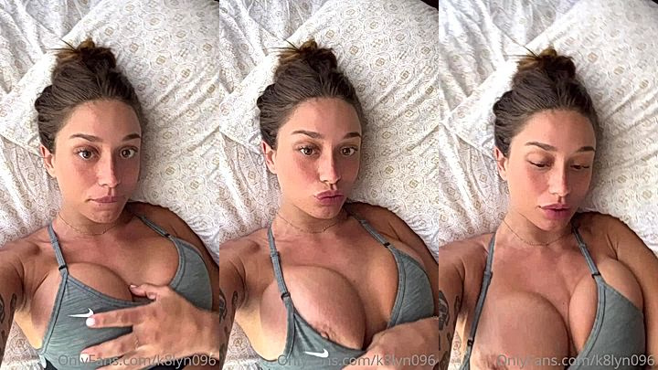 leaked onlyfans model K8lyn096 fondle her boobs and thrust her wet pussy