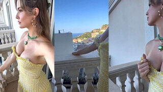 Amanda Cerny in her sexy looking dress teases her onlyfans subscribers with her huge tits