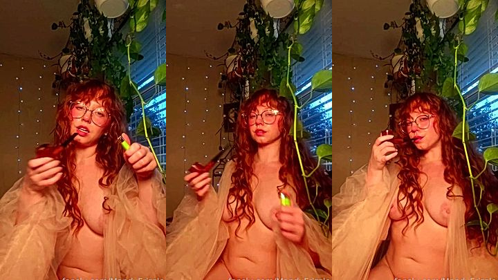 MandyFrizzle smokes pot and previews her pokey nipples