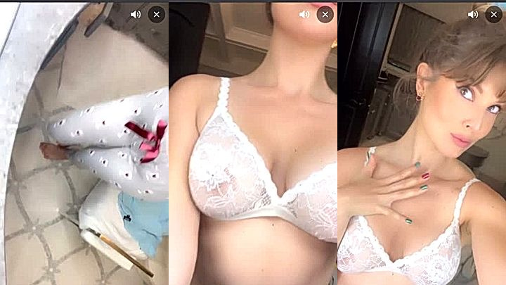Amanda Cerny shows her amazing tits in her white bra