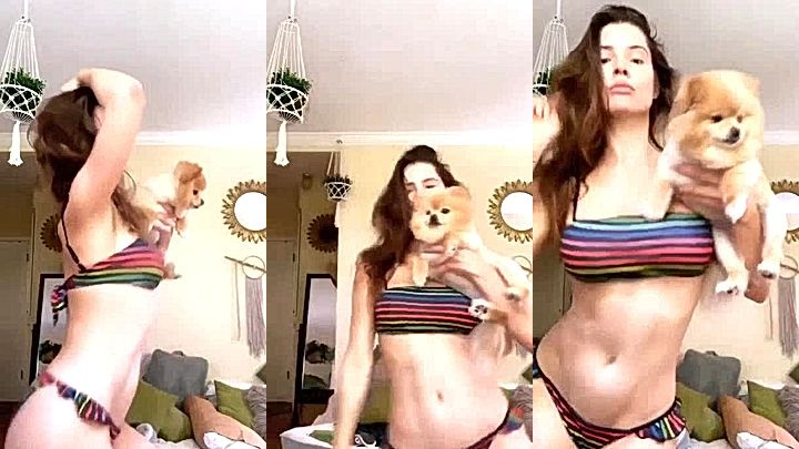 Amanda Cerny with her little pet is showing off her amazing body leaked onlyfans porn
