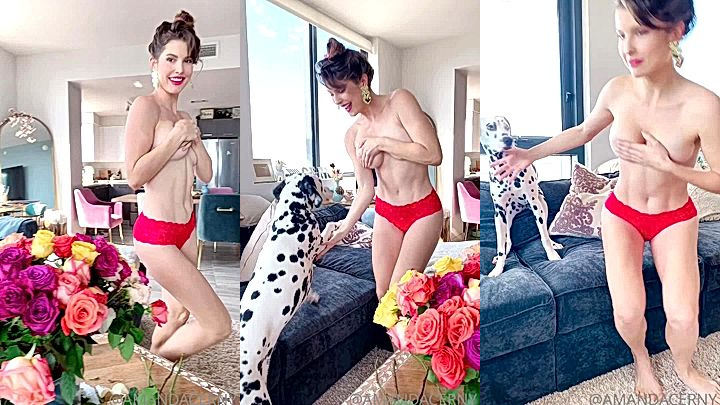 Amanda Cerny walks around the house naked