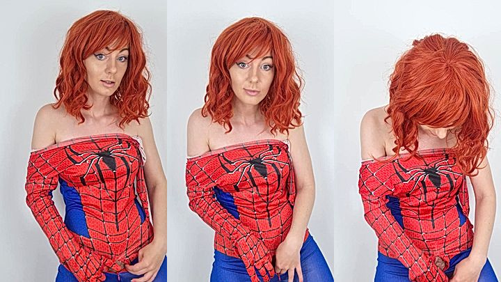 hot model Chloxxhill wears a spiderman outfit