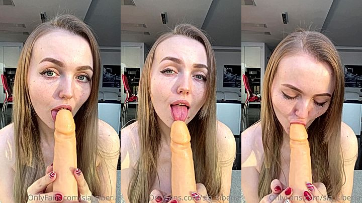 Sia Siberia shows off her amazing dick sucking skills with a dildo