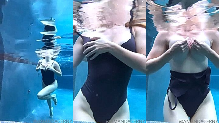 hot chick shows off her amazing titties under water